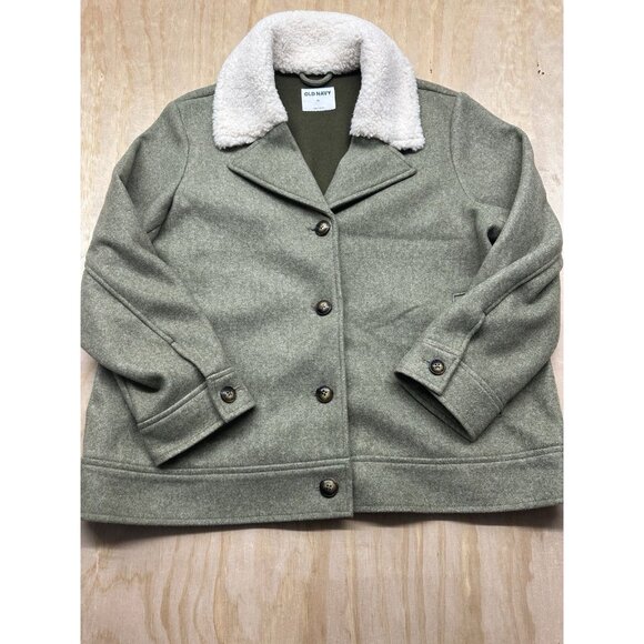 Old Navy NWT Womens Soft Brushed Jacket Sherpa Collar Light Sage Green Size XL - Picture 1 of 9